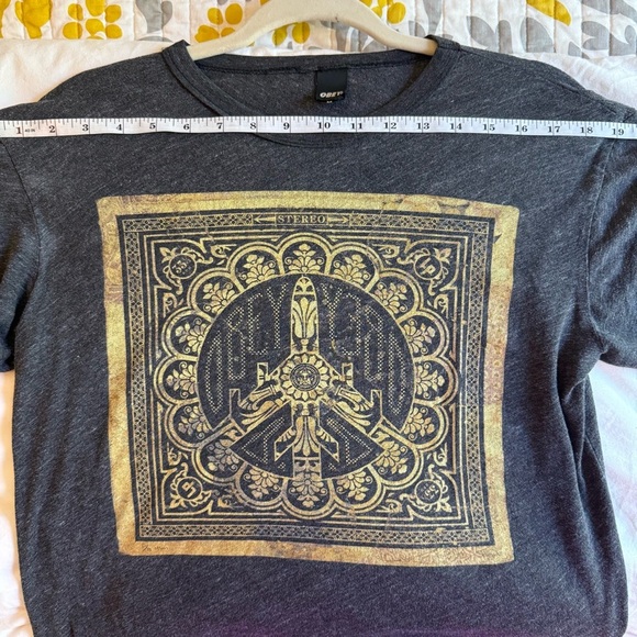VTG 90s OBEY x Shepard Fairey Peace Bomber Grey Graphic Single Stitch T-Shirt M - Picture 10 of 11